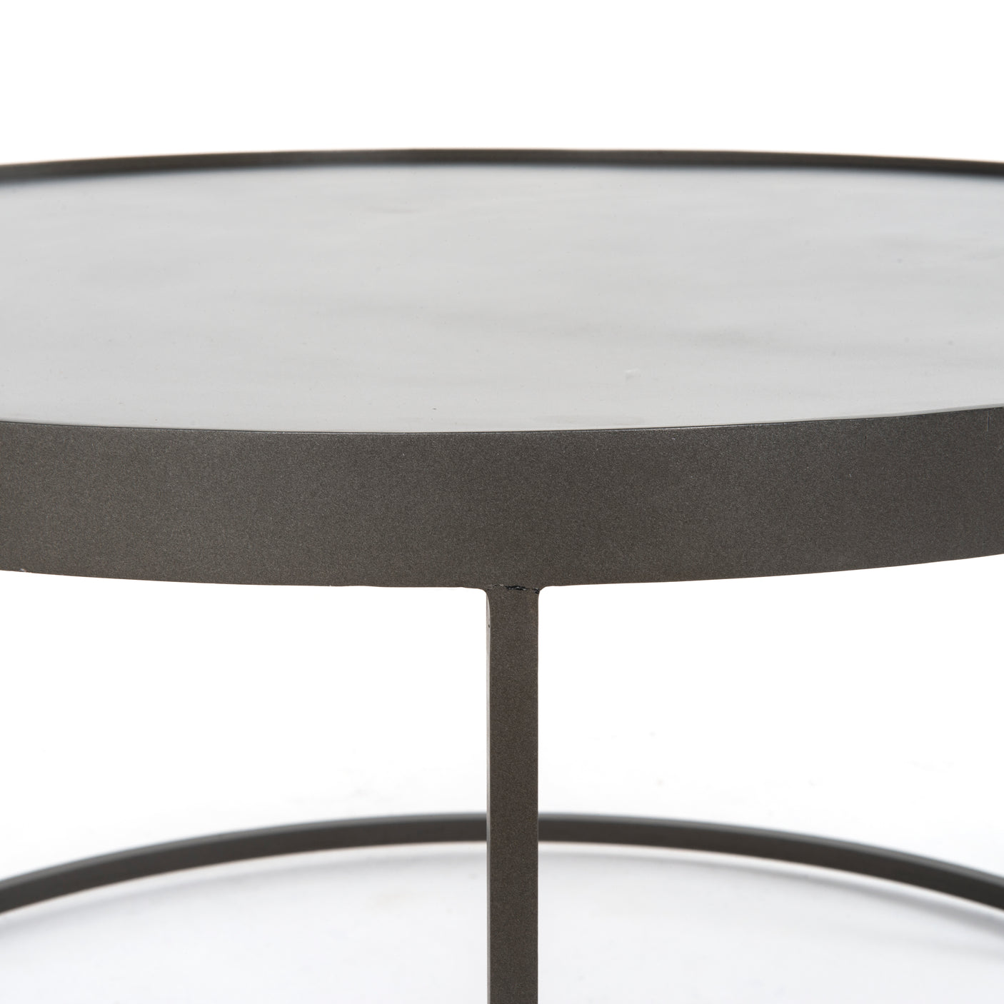 Polished White Marble with Gunmetal Iron | Evelyn Round Nesting Coffee Table | Valley Ridge Furniture