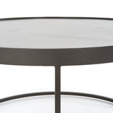 Polished White Marble with Gunmetal Iron | Evelyn Round Nesting Coffee Table | Valley Ridge Furniture