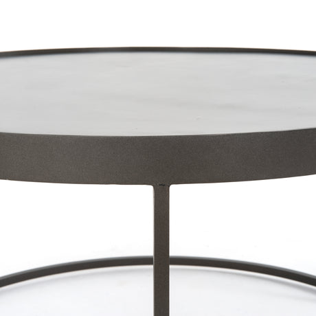 Polished White Marble with Gunmetal Iron | Evelyn Round Nesting Coffee Table | Valley Ridge Furniture