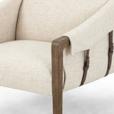 Thames Cream Fabric & Sonoma Coco Leather with Distressed Natural Parawood | Bauer Chair | Valley Ridge Furniture