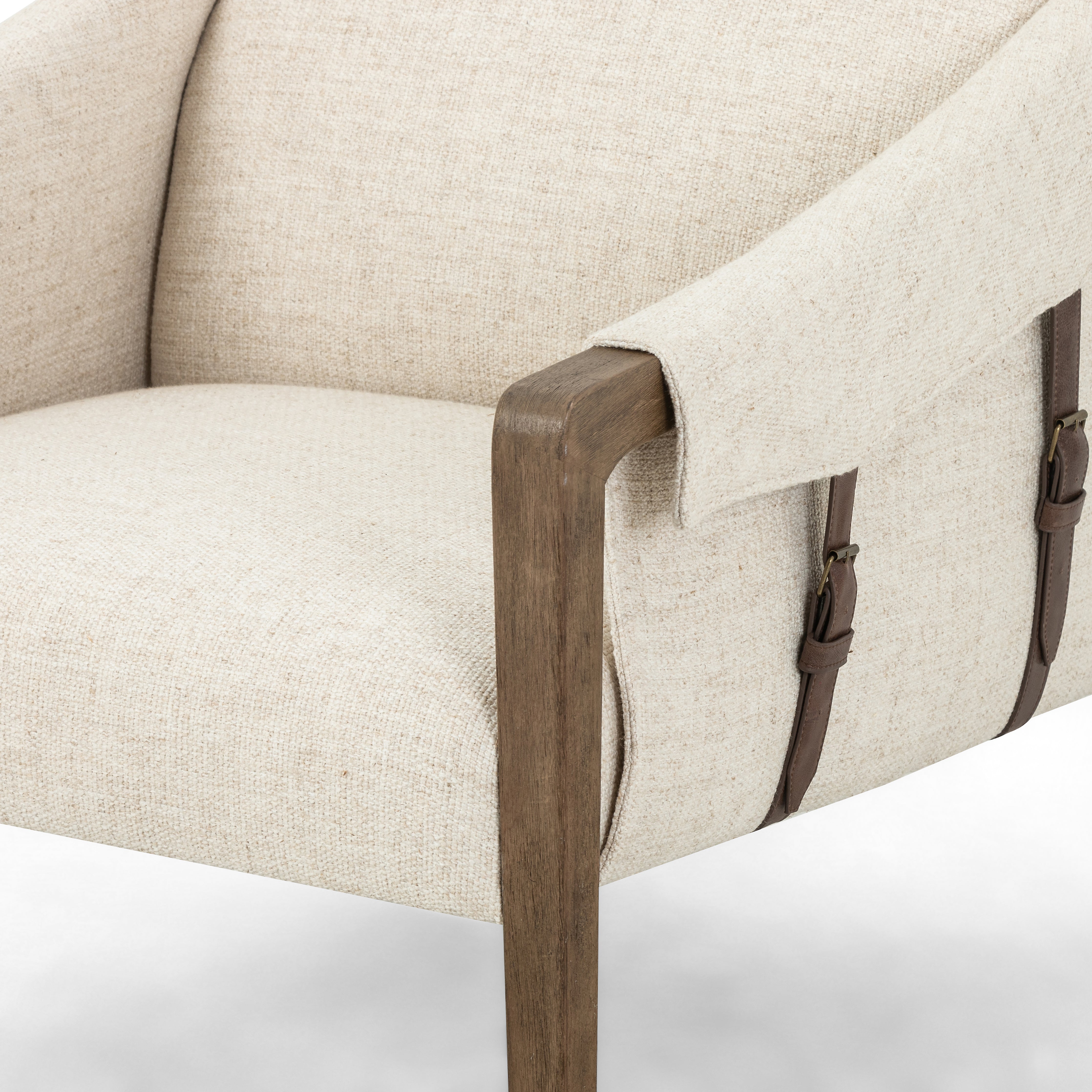 Thames Cream Fabric &amp; Sonoma Coco Leather with Distressed Natural Parawood | Bauer Chair | Valley Ridge Furniture