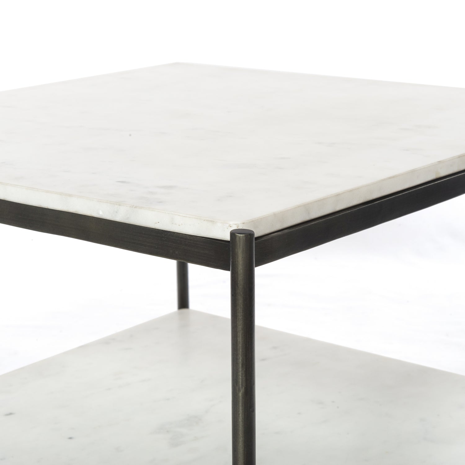 Polished White Marble with Hammered Grey Iron | Felix Bunching Table | Valley Ridge Furniture