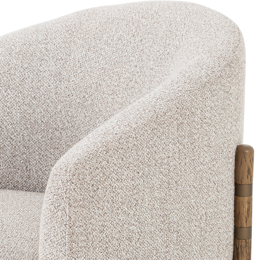 Astor Stone Fabric & Distressed Natural Oak with Aged Bronze Iron | Enfield Chair | Valley Ridge Furniture