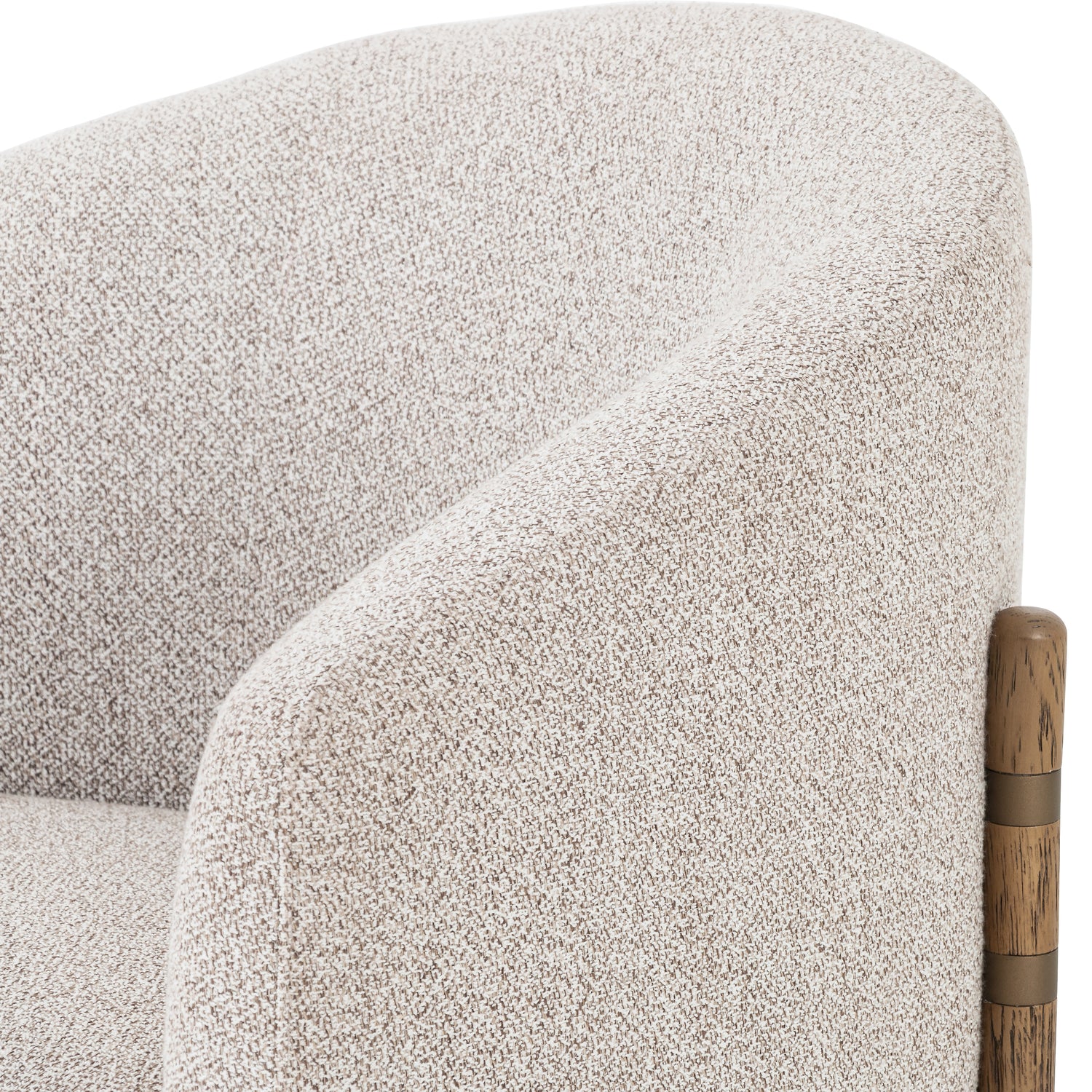 Astor Stone Fabric & Distressed Natural Oak with Aged Bronze Iron | Enfield Chair | Valley Ridge Furniture
