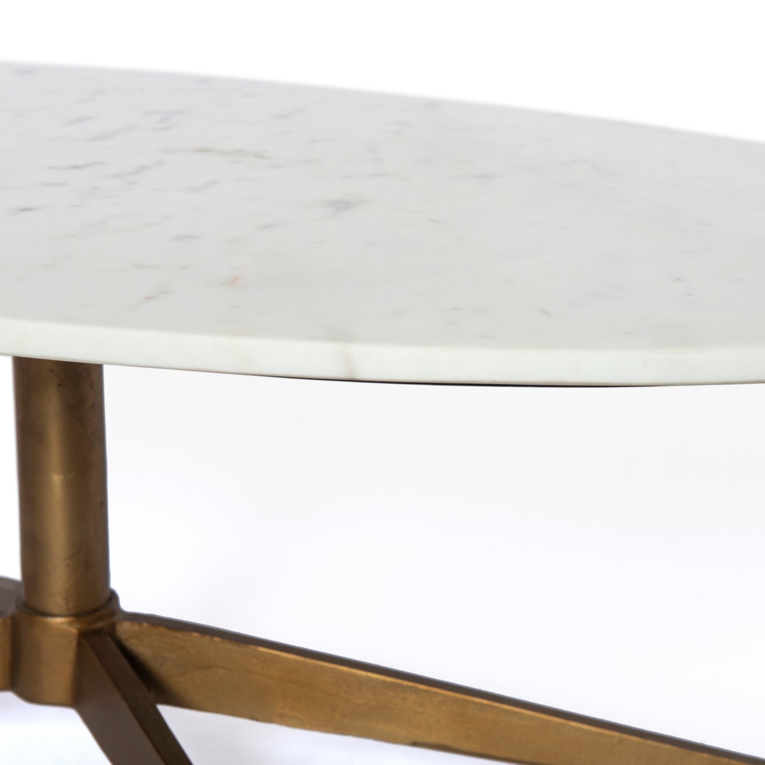 Polished White Marble with Raw Brass | Helen Round Coffee Table | Valley Ridge Furniture