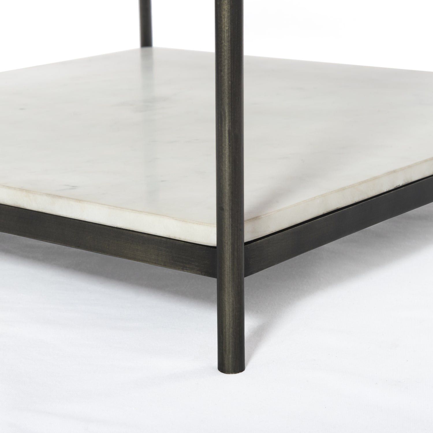Polished White Marble with Hammered Grey Iron | Felix Bunching Table | Valley Ridge Furniture