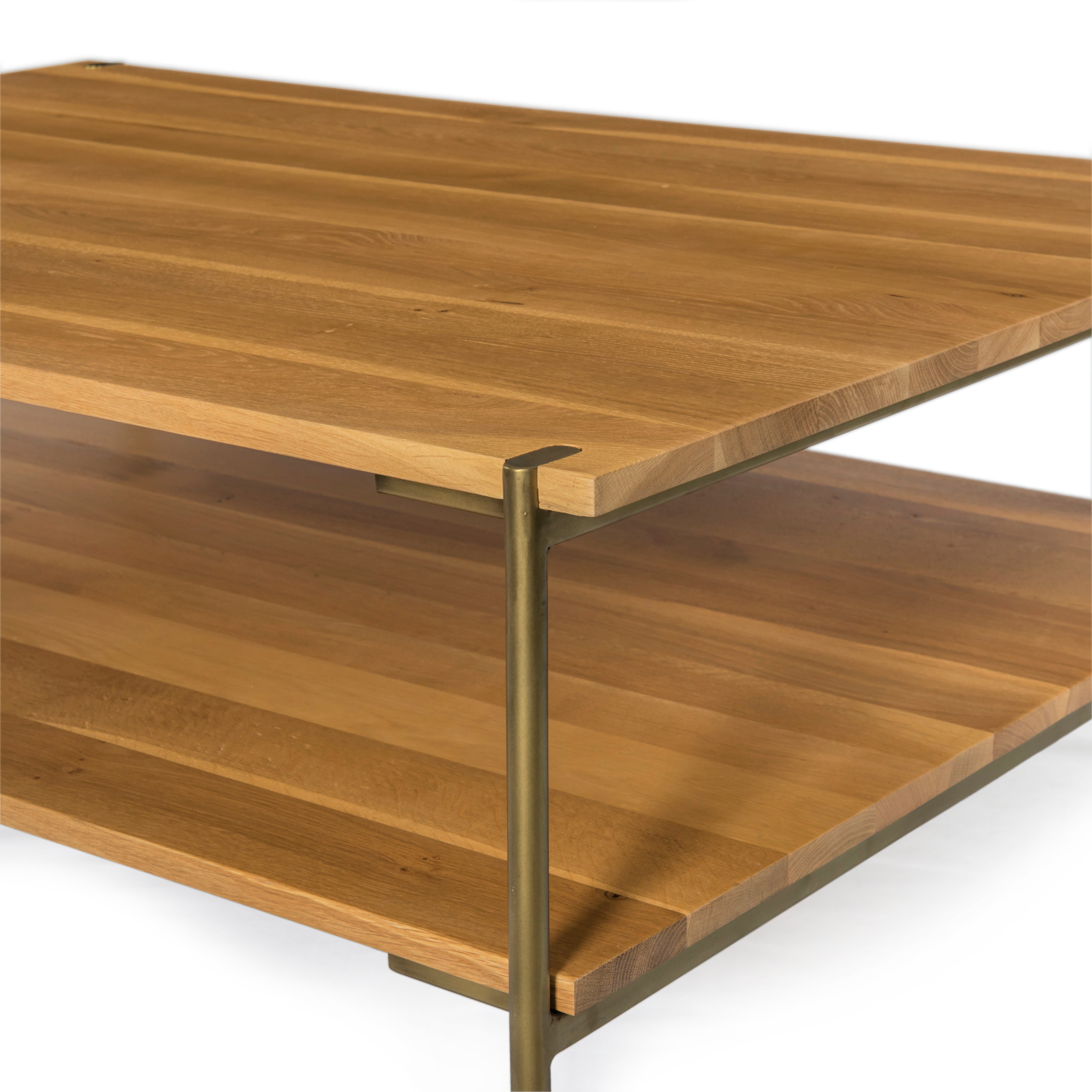 Natural Oak with Satin Brass | Carlisle Coffee Table | Valley Ridge Furniture