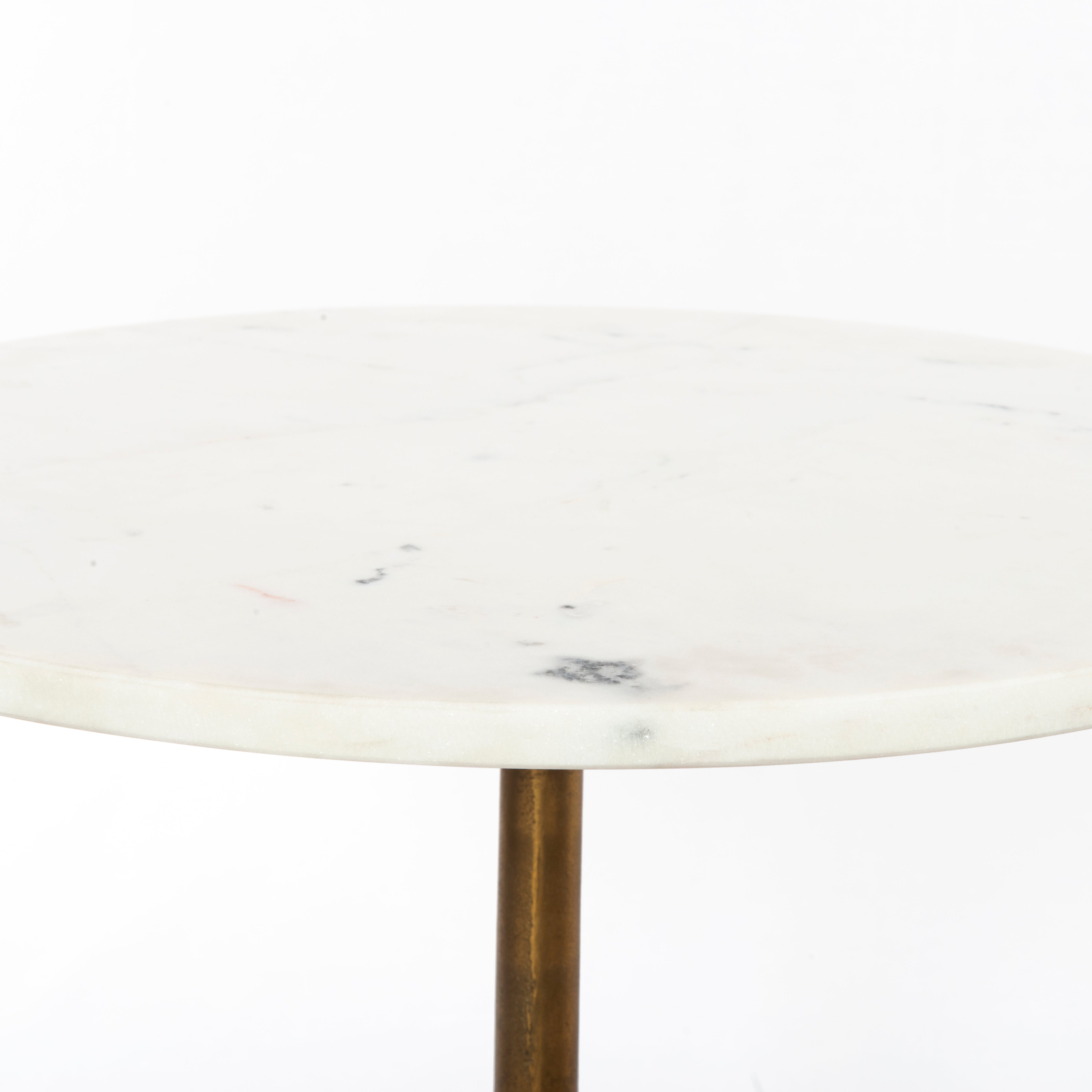 Polished White Marble with Raw Brass | Helen End Table | Valley Ridge Furniture