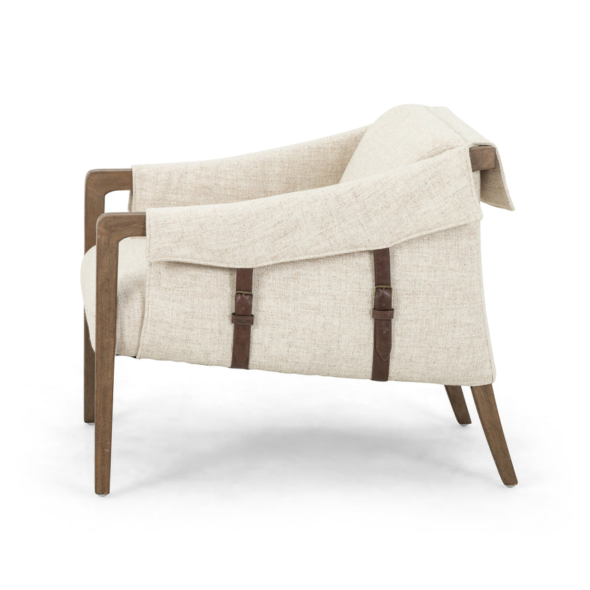 Thames Cream Fabric & Sonoma Coco Leather with Distressed Natural Parawood | Bauer Chair | Valley Ridge Furniture