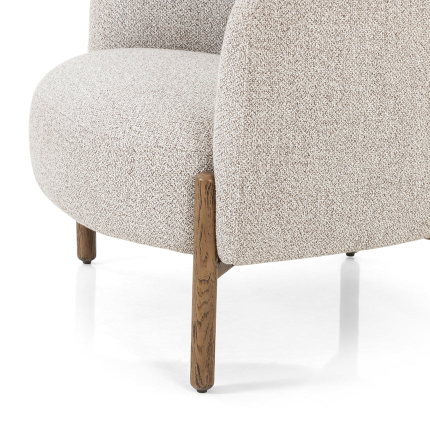 Astor Stone Fabric & Distressed Natural Oak with Aged Bronze Iron | Enfield Chair | Valley Ridge Furniture