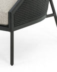 Orly Natural Fabric & Ebony Cane Rattan with Brushed Ebony Parawood & Gunmetal Iron | Wylde Chair | Valley Ridge Furniture