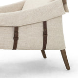 Thames Cream Fabric & Sonoma Coco Leather with Distressed Natural Parawood | Bauer Chair | Valley Ridge Furniture