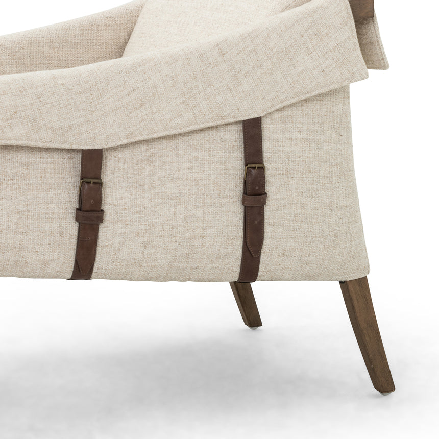 Thames Cream Fabric & Sonoma Coco Leather with Distressed Natural Parawood | Bauer Chair | Valley Ridge Furniture