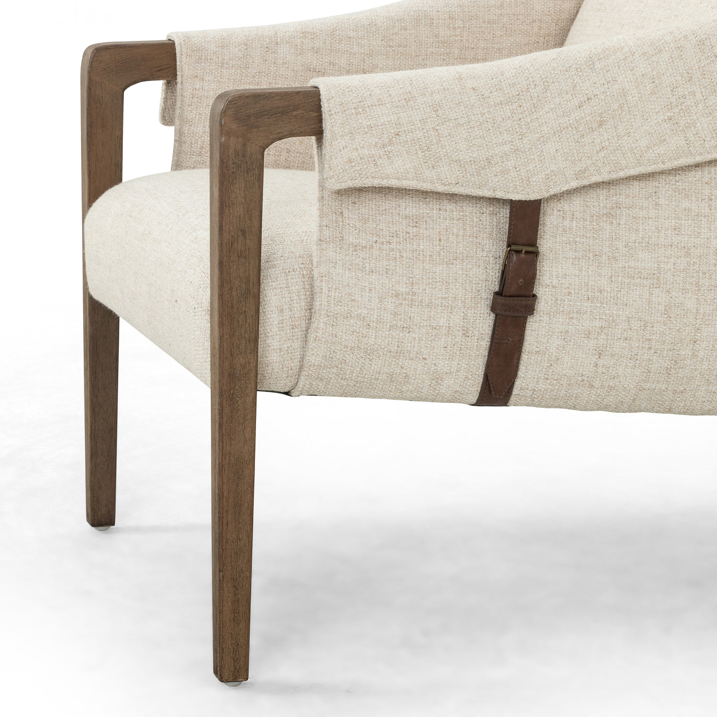 Thames Cream Fabric & Sonoma Coco Leather with Distressed Natural Parawood | Bauer Chair | Valley Ridge Furniture
