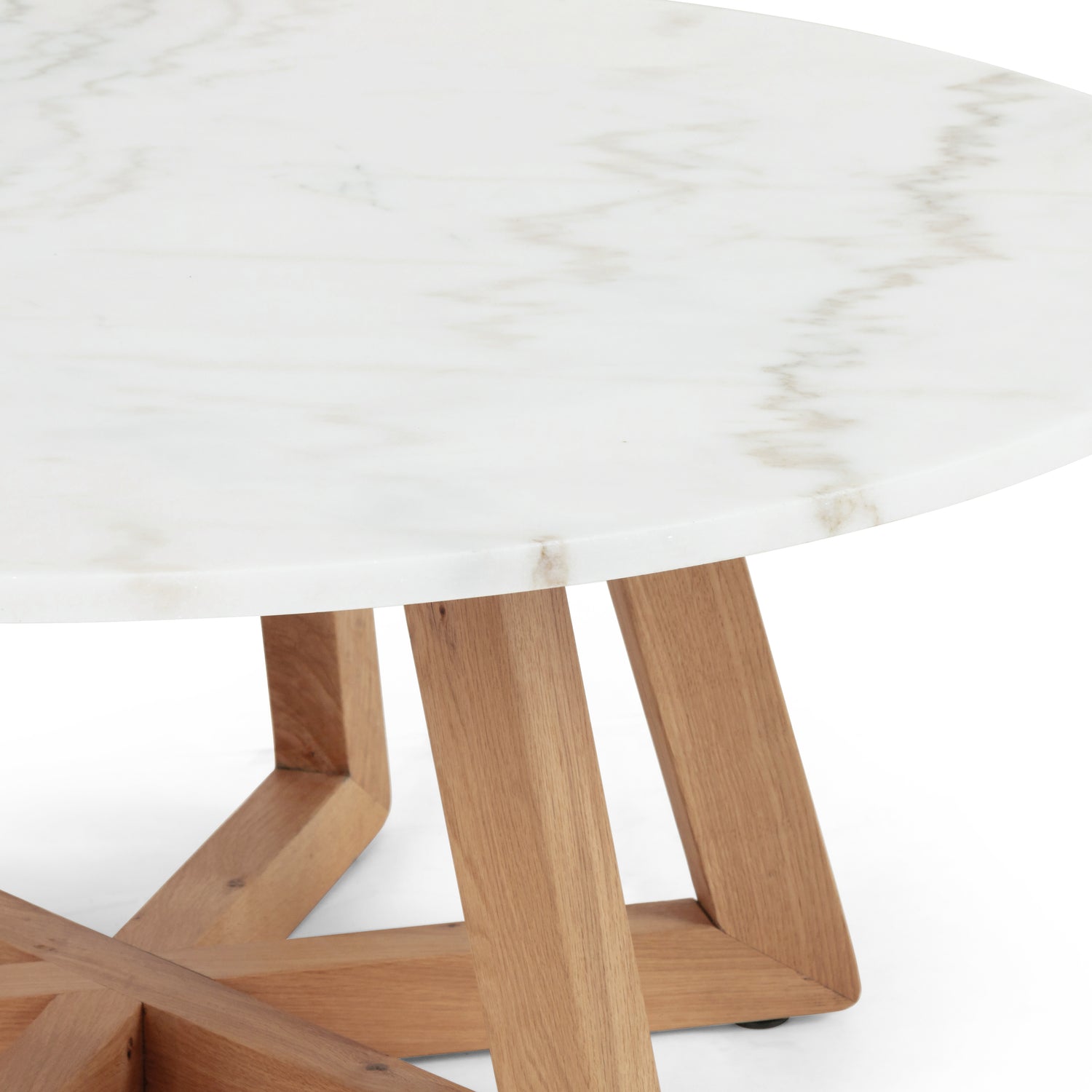 White Marble & Honey Oak with Honey Oak Veneer | Creston Coffee Table | Valley Ridge Furniture