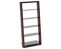Chocolate Walnut Veneer & Grey Polished Glass | BDI Eileen Bookcase | Valley Ridge Furniture