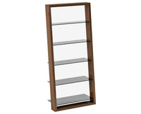 Natural Walnut Veneer & Grey Polished Glass | BDI Eileen Bookcase | Valley Ridge Furniture