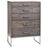 Serene Oak Rhino with Sunrise Metal Pewter | Handstone Electra 5 Drawer Highboy | Valley Ridge Furniture