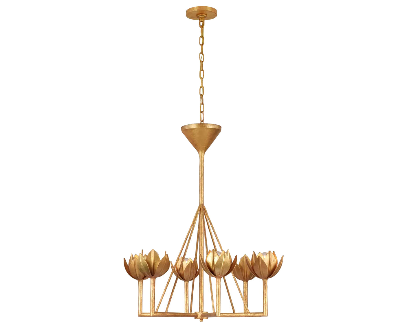 Antique Gold Leaf | Alberto Small Single Tier Chandelier | Valley Ridge Furniture