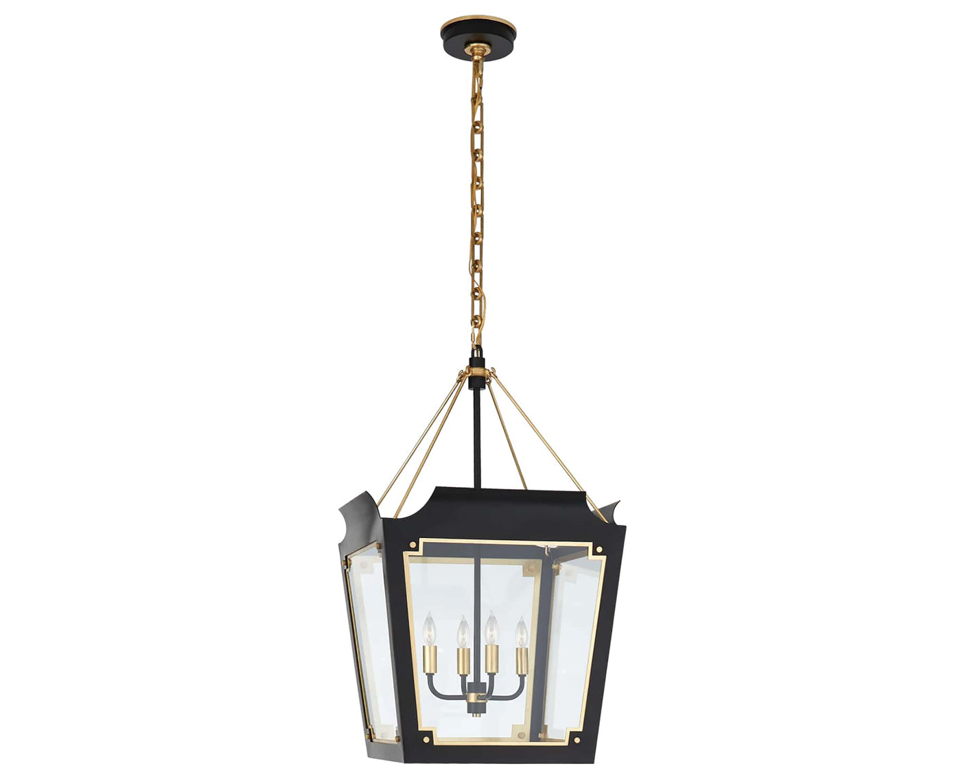 Matte Black & Gild | Caddo Medium Lantern | Valley Ridge Furniture