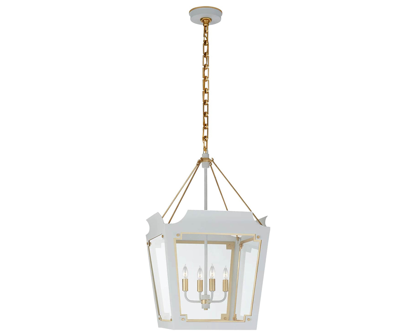 Soft White & Gild | Caddo Medium Lantern | Valley Ridge Furniture