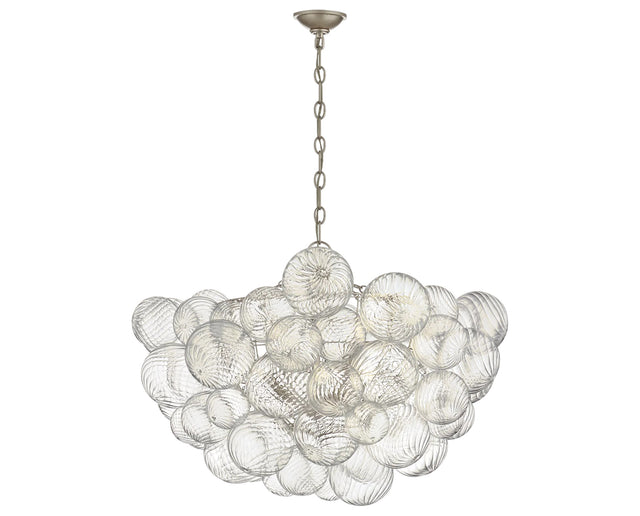 Burnished Silver Leaf & Clear Swirled Glass | Talia Large Chandelier | Valley Ridge Furniture