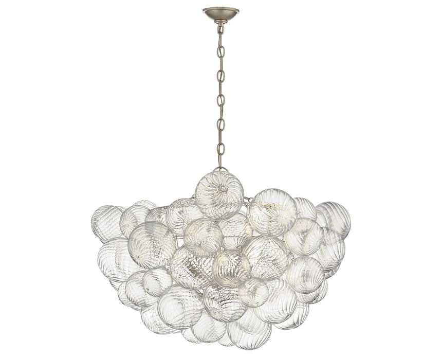 Burnished Silver Leaf & Clear Swirled Glass | Talia Large Chandelier | Valley Ridge Furniture
