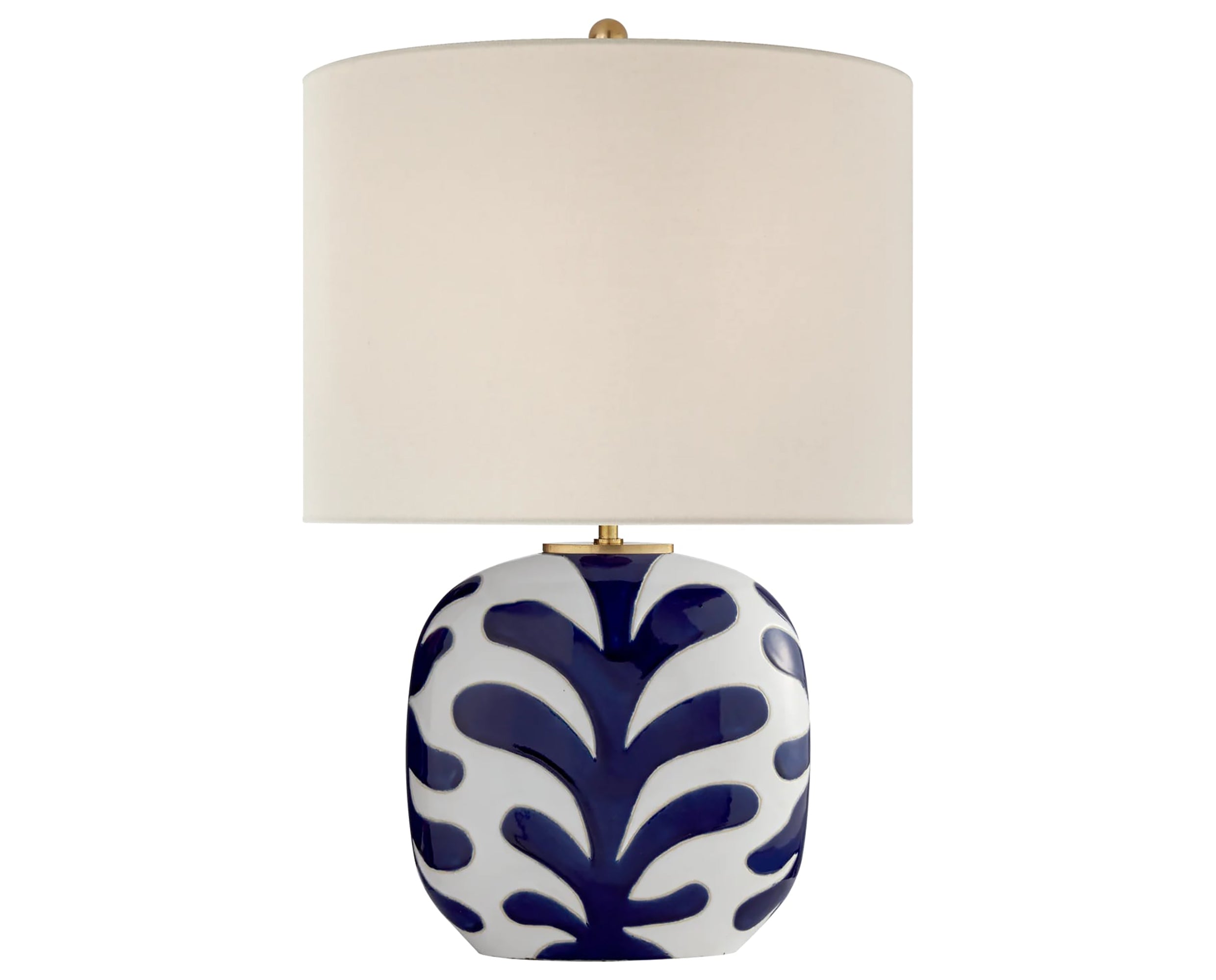 New White and Cobalt &amp; Cream Linen | Parkwood Medium Table Lamp | Valley Ridge Furniture