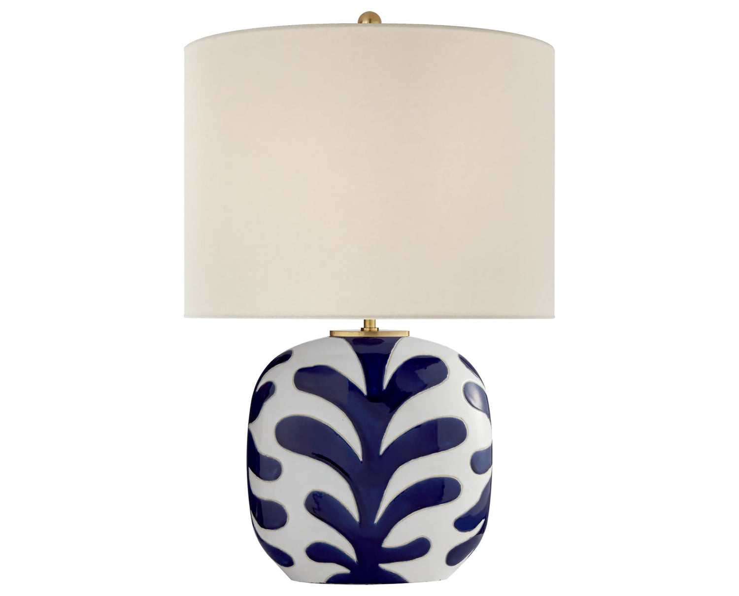New White and Cobalt & Cream Linen | Parkwood Medium Table Lamp | Valley Ridge Furniture