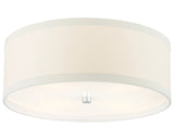 Burnished Silver Leaf and Cream Linen | Walker Medium Flush Mount | Valley Ridge Furniture