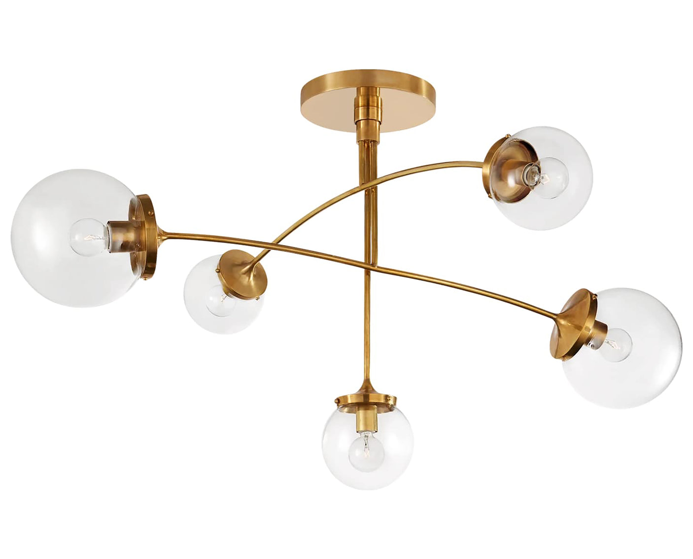 Soft Brass and Clear Glass | Prescott Medium Mobile Chandelier | Valley Ridge Furniture