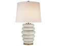 Antiqued White Ceramic & Linen | Phoebe Stacked Table Lamp | Valley Ridge Furniture