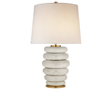 Antiqued White Ceramic & Linen | Phoebe Stacked Table Lamp | Valley Ridge Furniture
