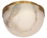 Antique-Burnished Brass & Alabaster | Melange 5" Solitaire Flush Mount | Valley Ridge Furniture