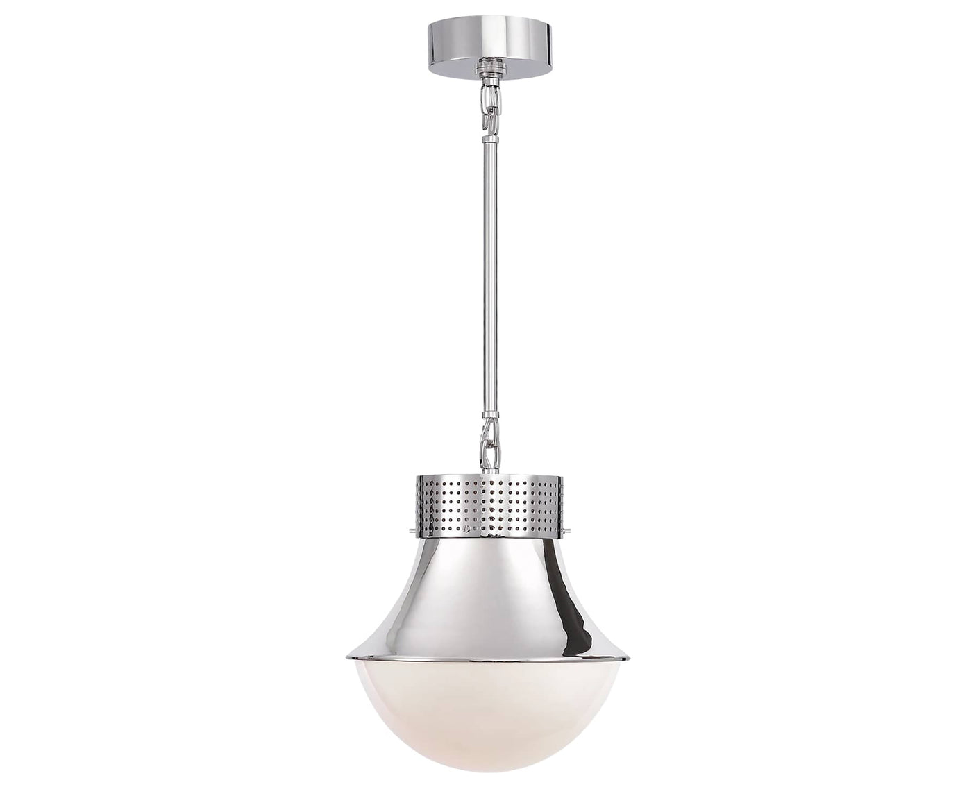 Polished Nickel & White Glass | Precision Small Pendant | Valley Ridge Furniture