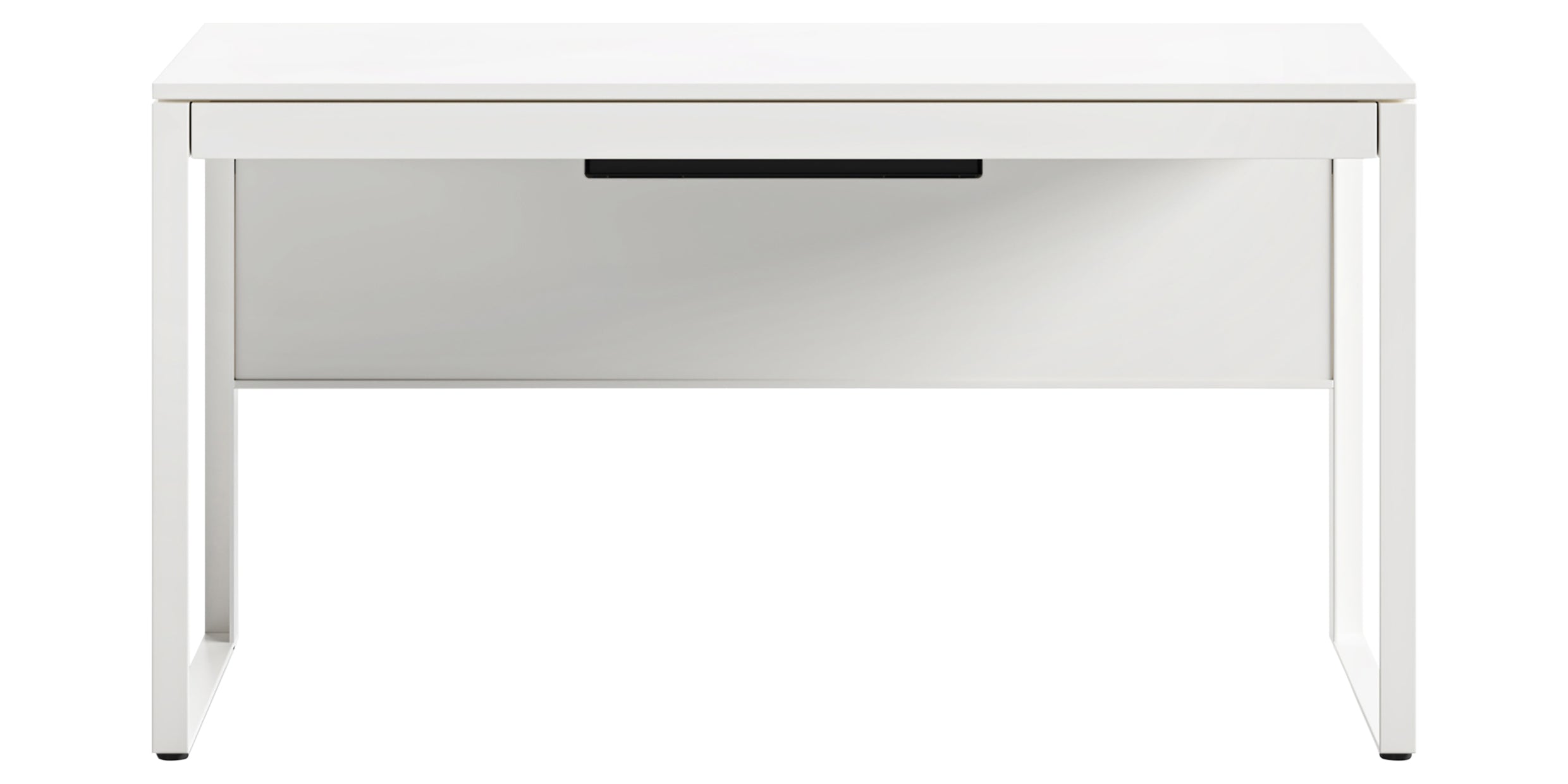 Satin White Veneer &amp; Satin White Steel | BDI Linea Desk | Valley Ridge Furniture