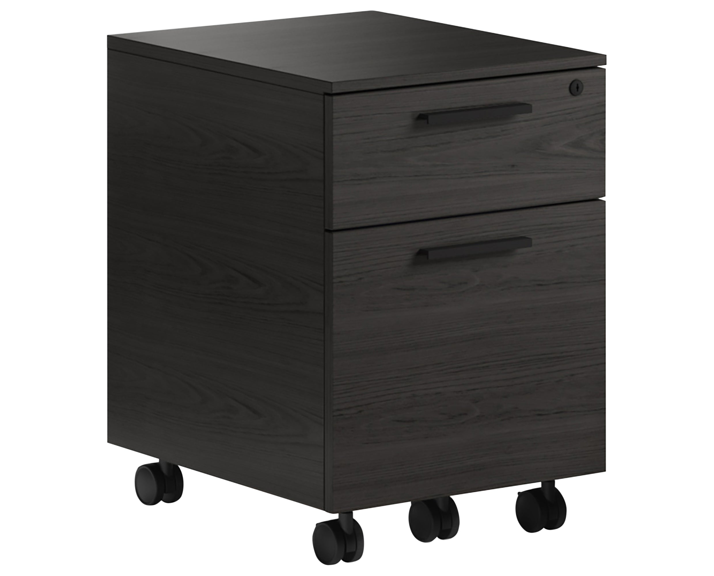 Charcoal Ash Veneer &amp; Black Steel | BDI Linea Mobile File Cabinet | Valley Ridge Furniture