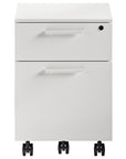 Satin White Veneer & Satin White Steel | BDI Linea Mobile File Cabinet | Valley Ridge Furniture