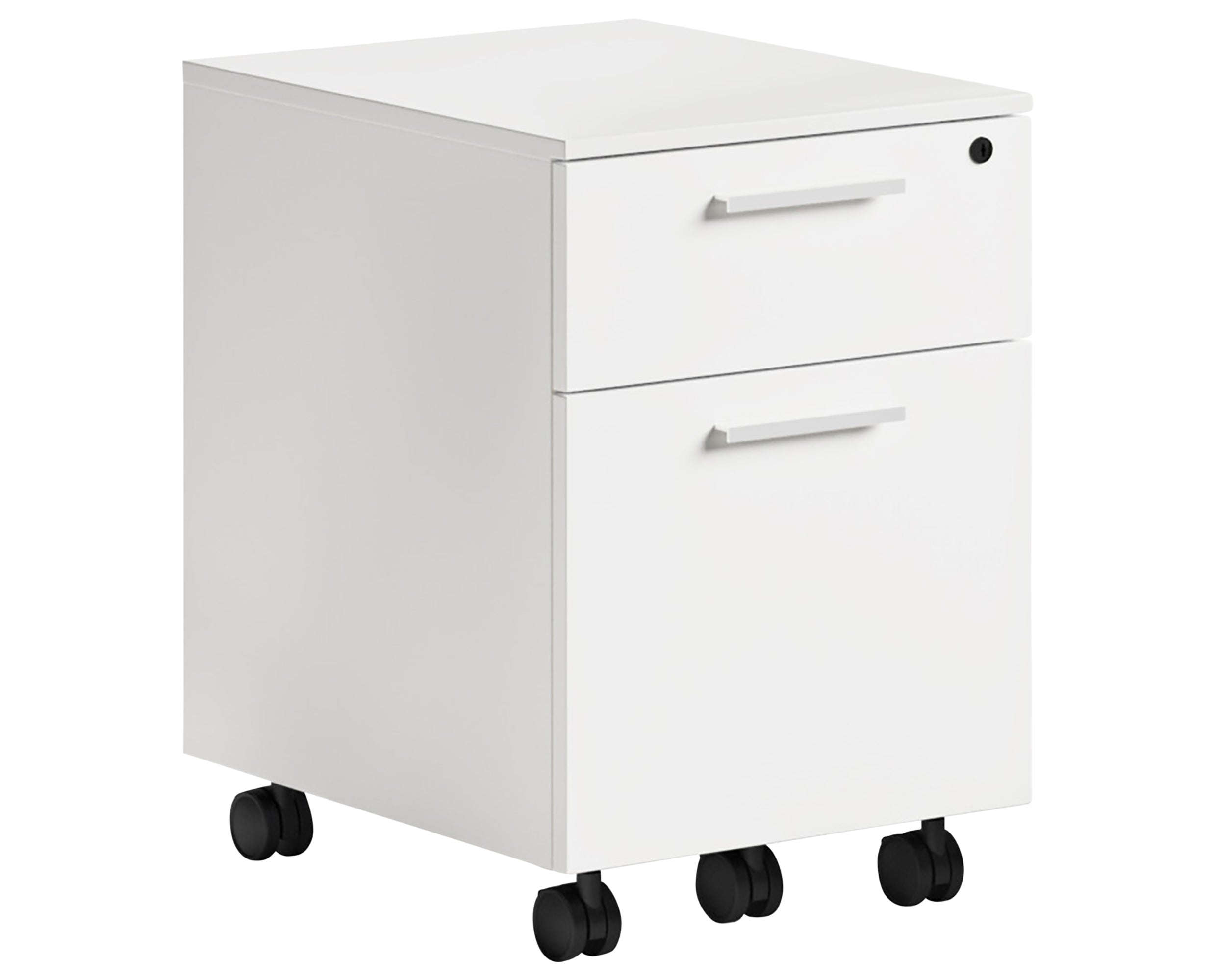 Satin White Veneer &amp; Satin White Steel | BDI Linea Mobile File Cabinet | Valley Ridge Furniture