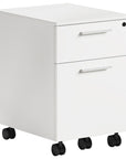 Satin White Veneer & Satin White Steel | BDI Linea Mobile File Cabinet | Valley Ridge Furniture