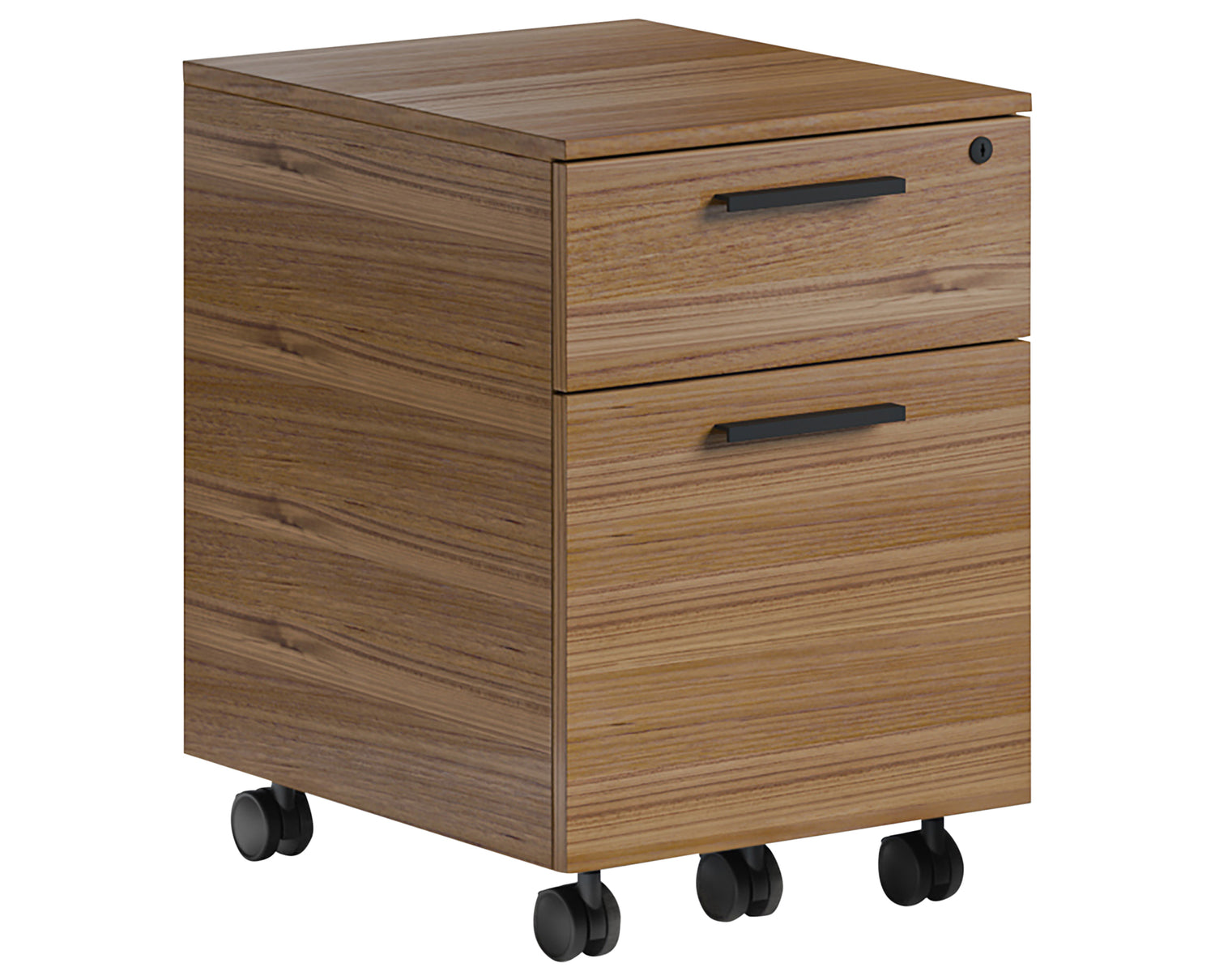 Natural Walnut Veneer & Black Steel | BDI Linea Mobile File Cabinet | Valley Ridge Furniture