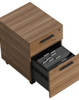 Natural Walnut Veneer & Black Steel | BDI Linea Mobile File Cabinet | Valley Ridge Furniture