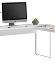 Satin White Veneer & Satin White Steel | BDI Linea Work Desk Return | Valley Ridge Furniture