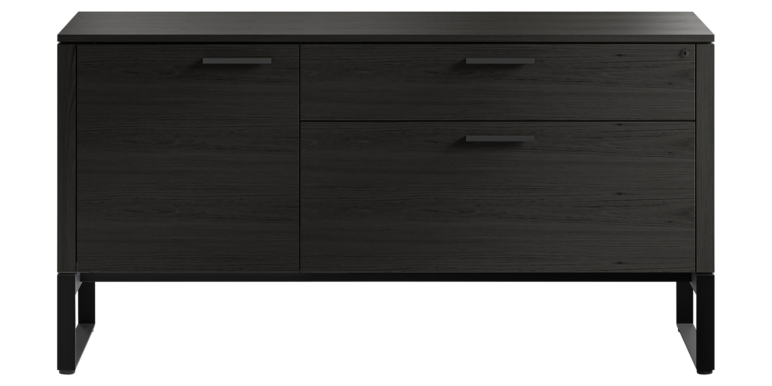 Charcoal Ash Veneer &amp; Black Steel | BDI Linea Multi Function Cabinet | Valley Ridge Furniture