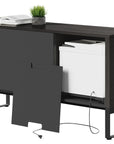 Charcoal Ash Veneer & Black Steel | BDI Linea Multi Function Cabinet | Valley Ridge Furniture