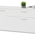 Satin White Veneer & Satin White Steel | BDI Linea Multi Function Cabinet | Valley Ridge Furniture