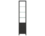 Charcoal Ash Veneer & Polished Tempered Glass | BDI Linea Narrow Shelf | Valley Ridge Furniture