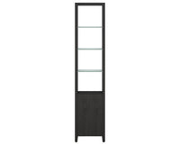 Charcoal Ash Veneer & Polished Tempered Glass | BDI Linea Narrow Shelf | Valley Ridge Furniture