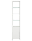 Satin White Veneer & Polished Tempered Glass | BDI Linea Narrow Shelf | Valley Ridge Furniture