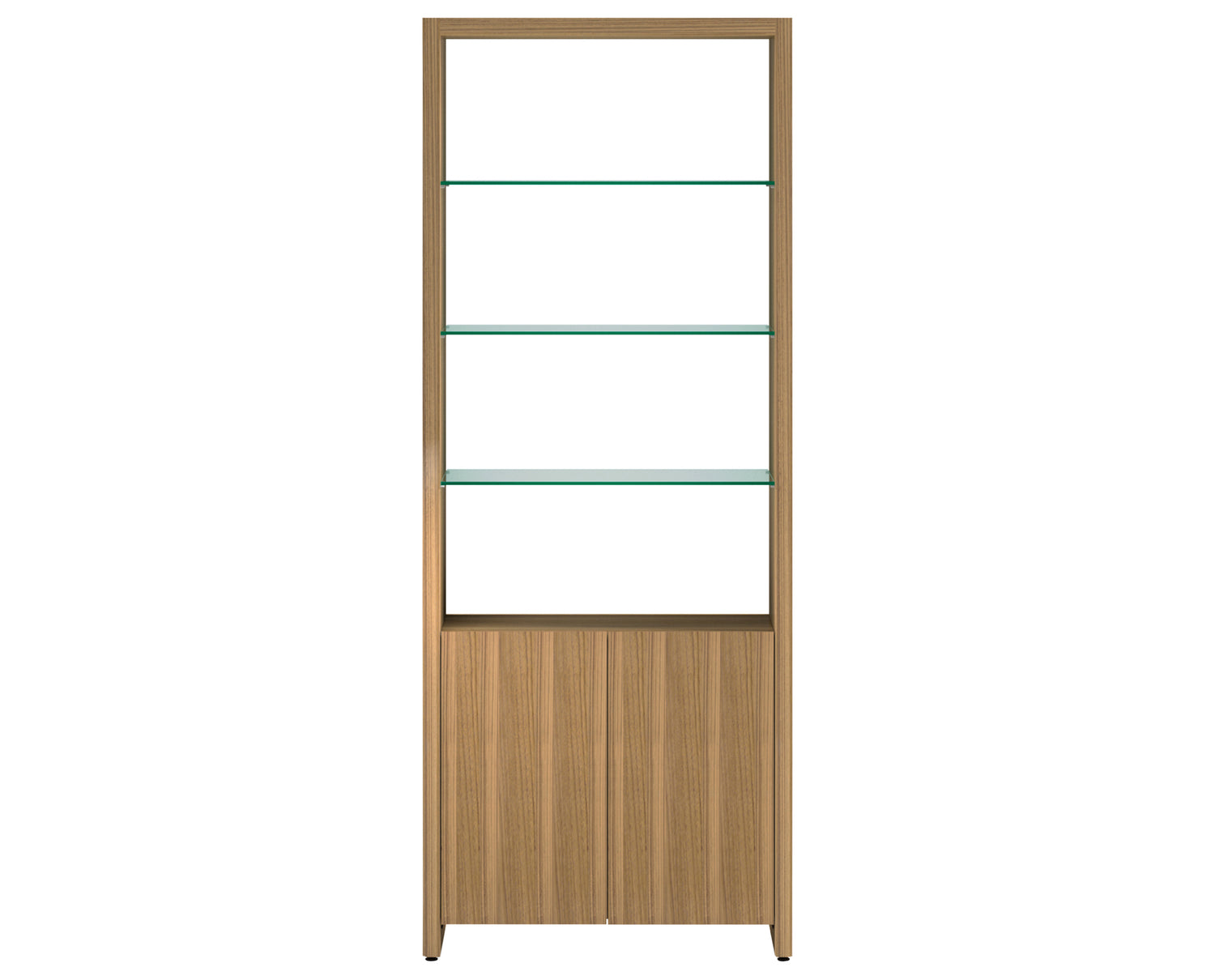 Natural Walnut Veneer & Polished Tempered Glass | BDI Linea 33" Shelf | Valley Ridge Furniture